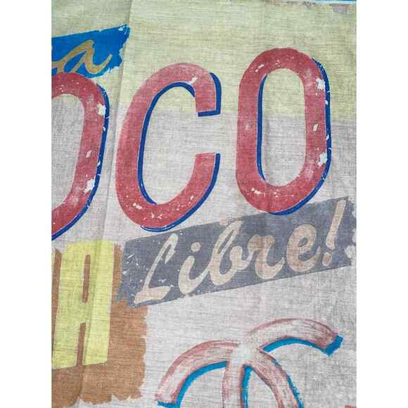 Chanel 17C Coco Cuba CC Pink Graffiti Cotton Bandana Handkerchief Scarf Wrap - Picture 5 of 10